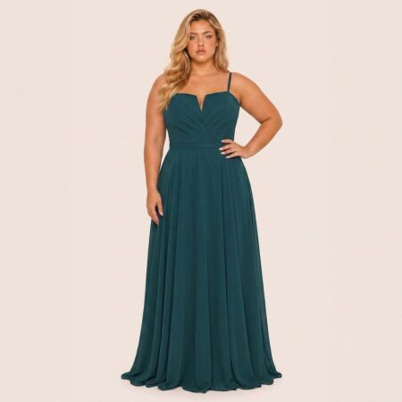 Vestido Eliana Chiffon Regata com Saia Rodada - Musgo