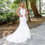 Vestido Kaia Noiva Renda Floral e Saia Sereia - Branco