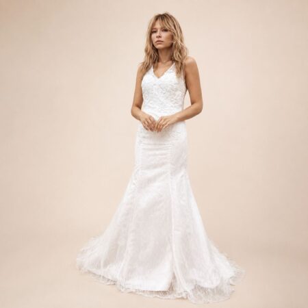Vestido Makaila Noiva Tqc Renda Floral e Saia com Calda - Branco