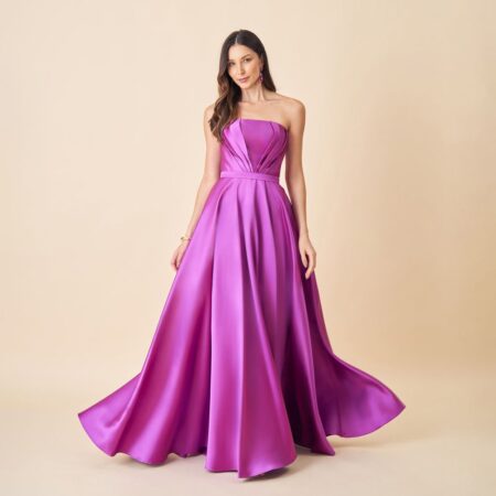 Vestido Elsie Zibeline Tqc com Saia Rodada - Fuchsia