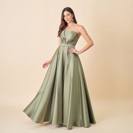 Vestido Elsie Zibeline Tqc com Saia Rodada - Oliva