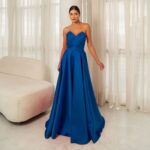 Vestido Eduarda Zibeline Busto Prega e Saia Rodada - Royal