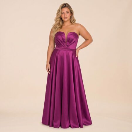 Vestido Jimena Zibeline Busto Prega e Saia Rodada - Fuchsia