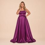 Vestido Lia Zibeline Decote Reto e Saia Rodada - Fuchsia