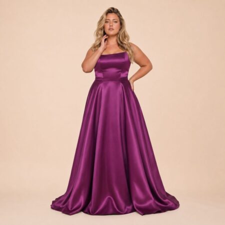Vestido Lia Zibeline Decote Reto e Saia Rodada - Fuchsia