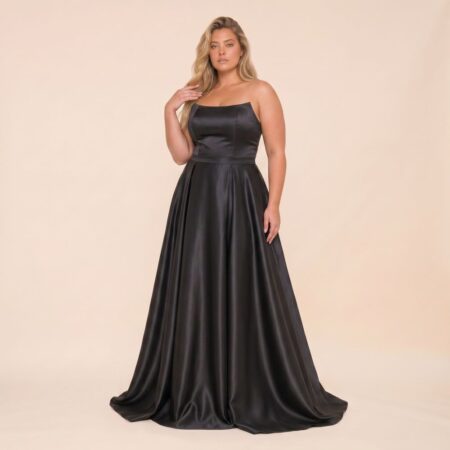 Vestido Lia Zibeline Decote Reto e Saia Rodada - Preto