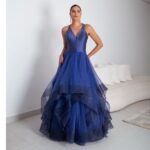 Vestido Elanor Busto Zibeline Saia Camada de Tule - Royal