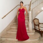 Vestido Mabel Amanda Tqc com Saia Sereia - Vermelho