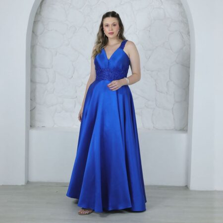 Vestido Anna Zibeline Renda com Saia Rodada - Royal