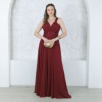 Vestido Jane Chiffon Plissado Saia Rodada - Marsala