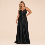 Vestido Charlotte Cetim Prega Frontal e Saia Rodada - Preto