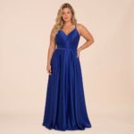 Vestido Charlotte Cetim prega frontal e saia rodada - Royal