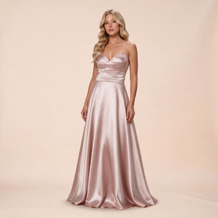 Vestido Camila Zibeline Busto Drapeado e Saia Rodada - Rose