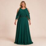 Vestido Nina Chiffon Pala Bordado, Detalhe Manga e Saia Rodada - Verde