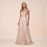 Vestido Peyton Importado Busto Bordado e Saia de Tule - Salmao