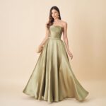 Vestido Charlie Zibeline Plissado Frontal e Saia Rodada - Oliva