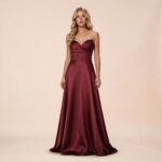 Vestido Camila Zibeline Busto Drapeado e Saia Rodada - Marsala