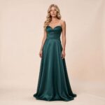 Vestido Camila Zibeline Busto Drapeado e Saia Rodada - Musgo