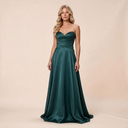 Vestido Camila Zibeline Busto Drapeado e Saia Rodada - Musgo