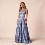 Vestido Rafaela Importado Zibeline Estampado e Saia Rodada - Royal