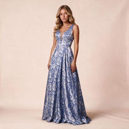 Vestido Rafaela Importado Zibeline Estampado e Saia Rodada - Royal