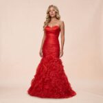 Vestido Livia Organza Importado Pregas Transpassadas Inteiramente e Saia Camada Babado - Vermelho