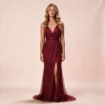 Vestido Laura Importado Paete e Fenda - Bordo