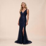 Vestido Laura Importado Paete e Fenda - Marinho
